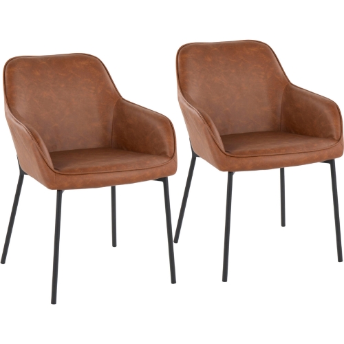 Daniella Dining Chair in Camel Leatherette & Black Steel (Set of 2)